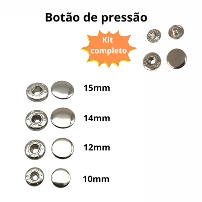 Kit completo Botão De Pressão  - 50 Unidades