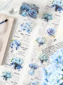 6 Rolls/Box Floral PET Waterproof Sticker Set, Different Color Design Handbook Decorative Stickers, Student Stationery And Scrapbook Decoration Fashion Stickers