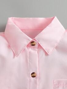 Camisa casual de manga corta de unicolor para niños con cuello de moño, adecuada para uso casual, al aire libre, bodas, festivales, escuela, estilo caballero, verano