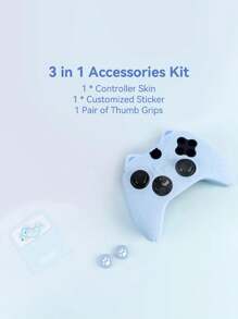 GeekShare 4pcs Cat Claw Silicone Game Controller Protective Cover, With 2 Thumb Grip Caps And 1 Sticker - 藍色 - 查看 2