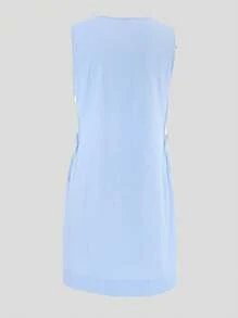 1pc Women Casual Comfortable Sleeveless Loose Jumpsuit Loungewear Dress, Summer ,Vacation