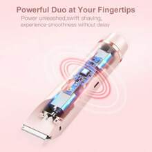 Women's Electric Bikini Trimmer - Rechargeable 2-In-1 Body & Facial Hair Removal Device, IPX7 Waterproof Wet/Dry Use, Dual-Head Hair Trimmer For Face, Underarms, Legs, Grooming Tool