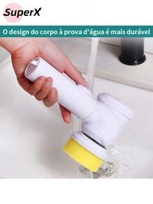 Escova Elétrica de Limpeza 5 em 1 Sem Fio Limpador Multiuso Prático Com Mais Duas Cabeças de Escova