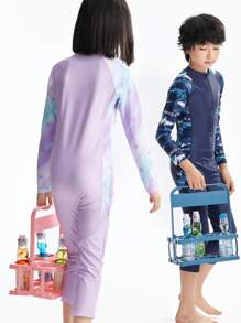 Annil Tween Girl Clothing Girls Boys Medium And Large Tween Girl Swimwear One-Piece Long Sleeve Suit Summer - Purple - View 2