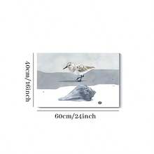 1Pc Framed Wall Art Sandpiper And Whelk Watercolor Canvas Poster Paintings Ideal Gift For Living Room Bedroom Corridor Wall Decor Room Decoration Ready To Hang - White - View 9
