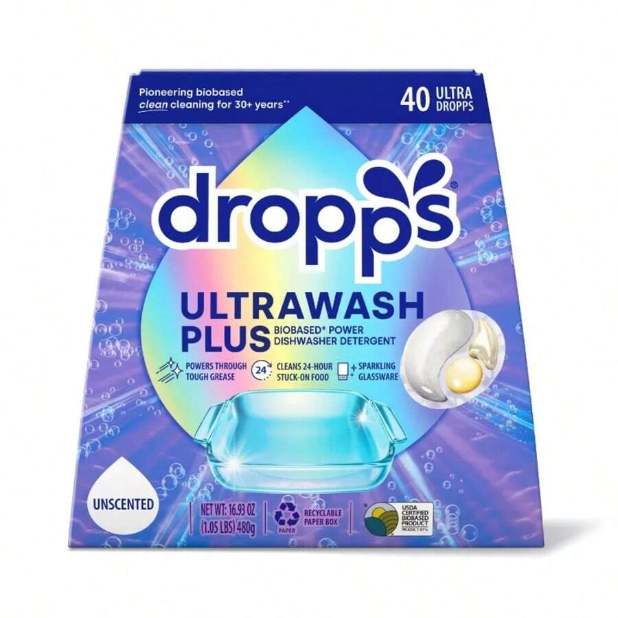 Dropps Dish UltraWash Plus Biobased Detergent Pods - Unscented - 40ct - 1 - View 1