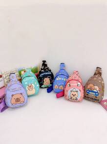 Capybara Pattern Kids Waist Bag, Cartoon Fashion Girls Mini Chest Bag, Casual Sling Crossbody Bag For Boys Toddler, Lightweight