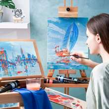 4 包绘画用画布板、艺术绘画画布、用于丙烯、油画、水彩、蛋彩画的底漆绘画用品，非常适合油画、丙烯、水粉画等 - 适合艺术家和专业人士的完美艺术用品 - 白色 - 查看 4