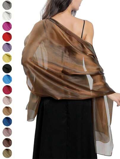 170*70cm Silky Evening Dress Shawl & Wrap: Soft Sheer Bridesmaid Wedding Formal Party Transparent Tulle Shawl 1 Pc