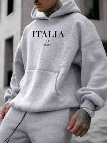 Men's Sweatshirt Kangaroo Sweatshirt Cold Weather Top - Grey - View 1