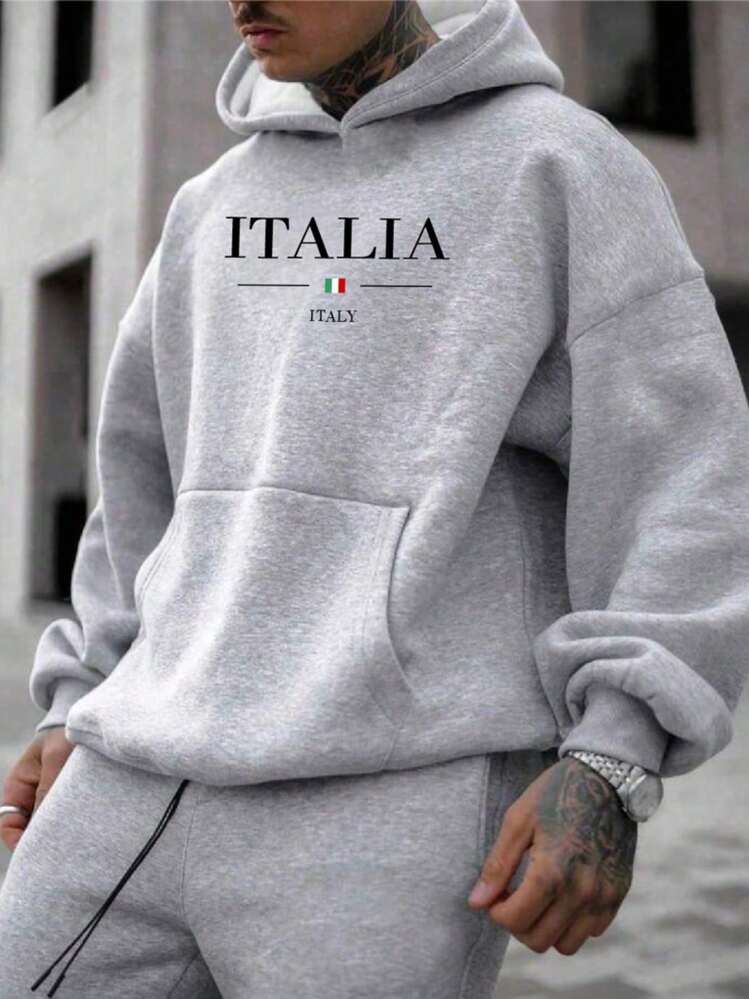 Men's Sweatshirt Kangaroo Sweatshirt Cold Weather Top - Xám - Xem 1