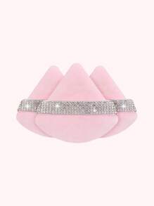 6/3 stuks luxe diamantpoederdonsjes - zachte, dubbelzijdige fluwelen en suède textuur, natte en droge make-up foundation blending spons voor onder de ogen, foundation applicatie, zacht voor alle huidtypes, sprankelend strass cadeau