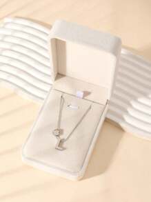 1 Fashion Simple Stainless Steel Love Letters Ladies Pendant Necklace Suitable For Ladies Daily Wear Holiday Dating Gift Jewellery Mother's Day Gift (With Gift Box)