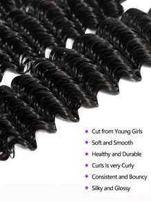 Deep Wave Human Hair Bundles Brazilian Virgin Remy Hair Weave Extensions Soft & Silky Texture Can Be Dyed And Restyled For Women - Natural Black - View 4