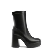 Women's Platform Gogo Ankle Boots High Chunky Block Heel Square Toe Booties Shoes - Black - View 9
