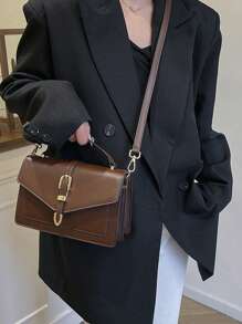 Spring Luxury Minimalist Small Square Bag, Fashionable Commuting Versatile PU Leather Crossbody Bag For Women - Brown - View 6