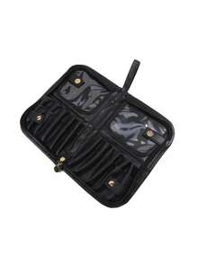 Makeup Brush Bag Organizer Foldable Makeup Brush Artist Case Travel Brush Holder Portable Zipper Professional Handbag For Travel Home Gift - Black - View 2