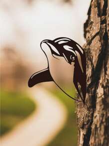 1pc Black Metal Animal Statue Garden Decoration, Personalized Gift For Friends Who Love Decorating Garden, Suitable For Outdoor Use, Brings Vitality To Your Garden