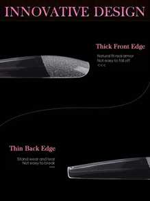 240pcs XXL Long Coffin Full Cover 2 In 1 Half Matte Fake Nail Quick Extension Soft Gel Tips For Women And Girls Manicure Press On Nail Nails Nail Supplies - Clear - View 3