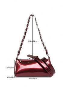kekedou Túi xách nữ dễ thương và gợi cảm phong cách Y2K có trang trí dây xích, túi đeo vai tối giản dưới cánh tay, thiết kế không điển hình - Màu Đỏ Sâu - Xem 5