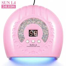 NEW SUN L4 USB 24LED美甲灯 - 水晶镶嵌粉色设计，红外线自动感应（无黑手），快速固化凝胶/UV指甲油，便携轻巧，适合美甲沙龙和家庭美甲 - 粉色 - 查看 7