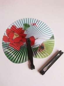 夏日清凉必备——扇子。便携折叠小纸扇，美观易收纳。传统绘画纸扇，带有地域复古图案。可180度翻转。轻巧便携。手动，无需充电。随时随地可用。旅行必备 - 彩色 - 查看 2