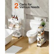 BTPipishell Bathroom Cart 2 Pack Slim Storage Cart Organizer With Hanging Cups And Hooks Rolling For Bathroom Laundry Room Kitchen Set Of 2 PIUC07WK2 - 白色1 - 查看 2