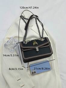 Fashionable Chain Accent Colorblock Women's Crossbody Shoulder Bag