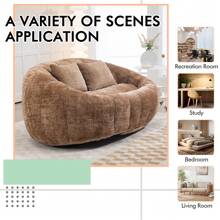 Chenille Lazy Sofa, 2 Seat Bean Bag Sofa Chair, Durable Soft Comfort Recliner, Lazy Loveseat Sofa Bed, Includes 2 Pillows, Indoor/Outdoor Use, No Assembly Required, Suitable For Living Room, Bedroom, Dormitory And Apartment(Coffee) - 咖啡棕 - 查看 4