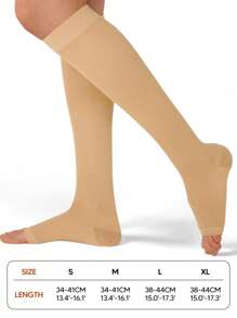 1 Pair Unisex Compression Socks Knee High No Toe Graduated Support Stockings Silicone Grip For Running Sports Yoga Travel - Khaki - View 5
