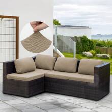 1pc Herringbone Outdoor Sofa Seat Cushion Cover, Elastic Semi-Fitted Sofa Seat Cushion Protector, Suitable For Patio, Terrace, Garden Sofa Seat Pad