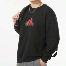 Adidas Men's Sweatshirt Spring New Arrival Sporty Casual Crew Neck Pullover IT3989 - Black - View 6
