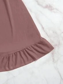 Conjunto de dos piezas con escote en V sexy y ribete de encaje, pijamas sexy para mujer, bata con abertura alta que revela los muslos