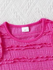 2pcs Girls' Basic Cap Sleeve Knitted Fabric Dress Set - Multicolor - View 3