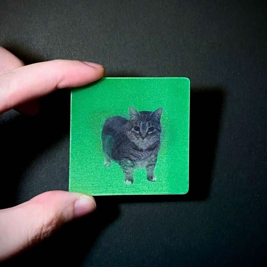 Tarjeta de regalo de broma con diseño abstracto de gato en cuadrícula, gran alivio del estrés para amigos y novias, se puede usar como llavero, colgante pequeño o marcador de libros