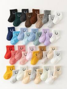 10 Pairs Baby Smiling Face Socks, Suitable For 0-8 Years Old Children - Multicolor - View 1