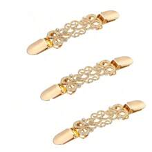 Set Of 3 Vintage Sweater Shawl Clips - Vintage Cardigan Tie Clips For Women And Girls - Perfect For Dress Shirt And Brooch Accessories Women Valentine's Day (Gold, Silver) - Multicolor - View 15