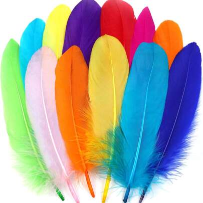 100PCS Craft Feathers Bulk - 120Pcs 6-8inch Goose Feathers Bulk For DIY Halloween Decorations, Jewelry,Cosplay And Clothing Accessories Black Goose Feathers Natural Bulk 6-8 Inch 15-20cm For Crafts DIY Cosplay Wedding Party Halloween Decoration Goose Nagoire Feathers