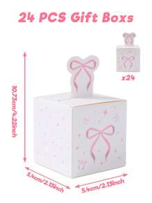 24个蝴蝶结礼盒，粉色蝴蝶结图案礼盒，蝴蝶结主题派对惊喜礼盒，生日节日派对礼品包装用品，婚礼新娘回礼盒，性别揭晓派对礼盒，女士派对礼品包装盒，厨房包装用品，派对小礼物 - 白底粉紅蝴蝶結 - 查看 9