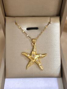 1 件海星吊坠项链女士可爱不锈钢链颈链日常派对珠宝礼物母亲节