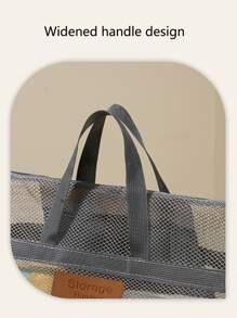 1pc Travel Beach Bag Toiletry Kit Handbag Outdoor Swimming Mesh Storage Tote Bag Portable Outdoor Storage Bag Suitable For Beach, Swimming, Camping, Hiking - Black - View 6