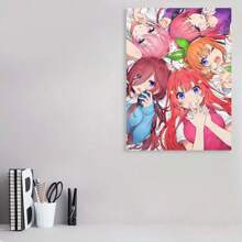 Framed Anime Quintuplets  Canvas Wall Art, , Classic Decorative Painting For Living Room And Bedroom Decor