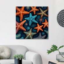 1 Piece Home Decor Wall Framed Canvas Starfish Pattern Home Decor Framed Canvas Wall Art Paintings For Living Room - Canvas Framed Print Wall Artworks Bedroom Decoration Office Wall Decor - 彩色 - 查看 3