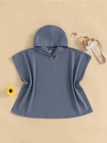 Traje de baño para niños, toalla de baño con capucha para niños pequeños, ropa de playa sólida para niñas y niños - Azul - Ver 1