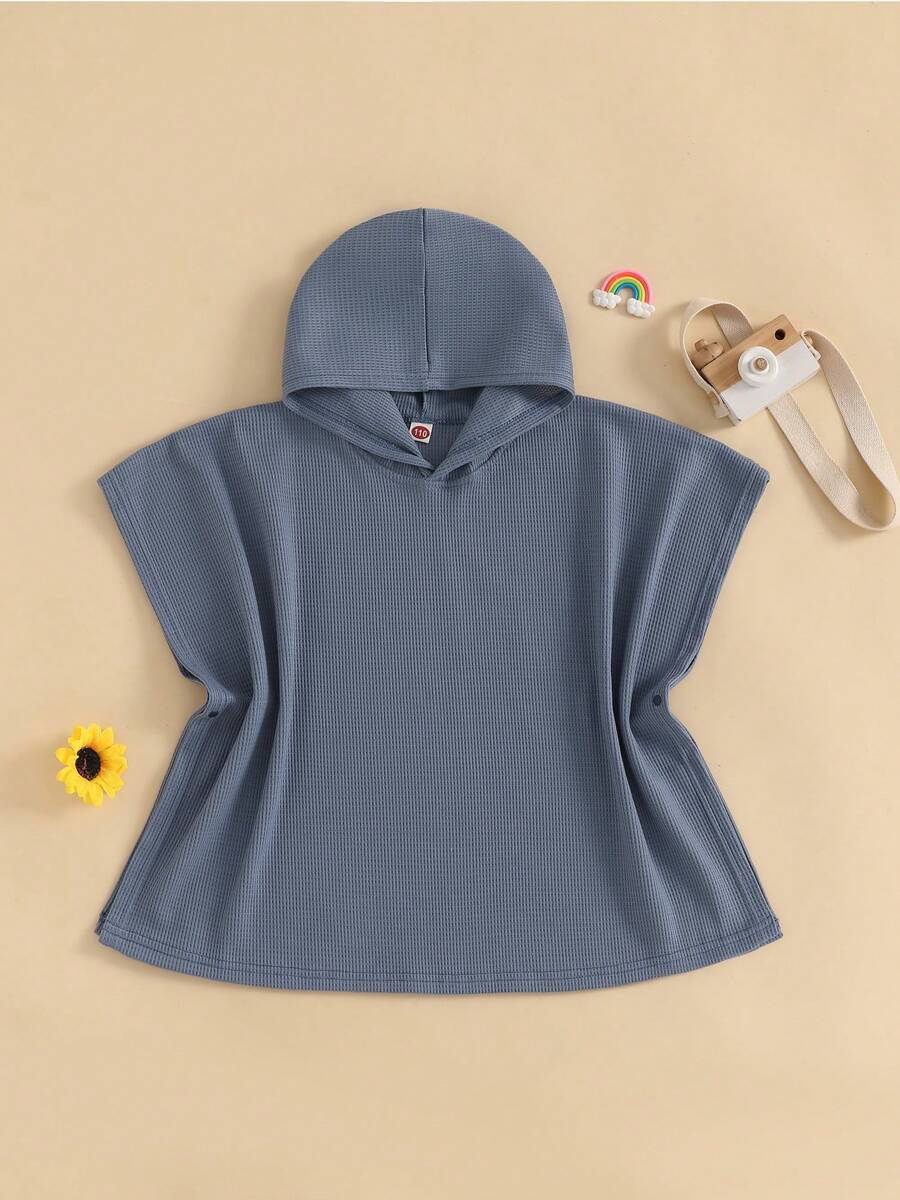 Traje de baño para niños, toalla de baño con capucha para niños pequeños, ropa de playa sólida para niñas y niños - Azul - Ver 1