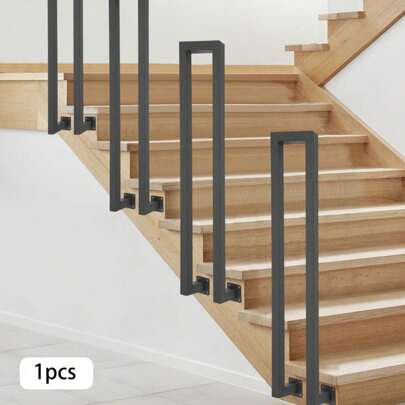 SHIOUCY Black Hand Rail Guardrail, N-Shaped Decorative Railing Side Mount Stair Railing