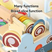 儿童汉堡店厨房木制食物厨房玩具礼物学习教育玩具角色扮演 - 彩色 - 查看 6