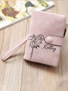 Customized Name & Birth Month Flower Women's Wallet, Multi-Card Slots Ladies Clutch Purse, Personalized Compact Coin Pouch, Gift For Valentine's Day, Mother's Day, Birthday, Back To School, Graduation, Bridesmaid, All-Purpose, Large Capacity, Versatile, Multifunction, Cute, Contracted, Funny, Kawaii, Y2K, Minimalist, Commuting, Business Casual, Basics, Custom, Girlfriend,Essential For Daily Travel - Multicolor - View 5