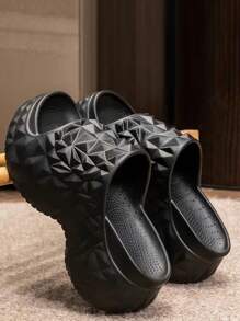 Women's 2025 New Geometric Pattern Thick Sole Slide Slippers, Anti-Slip & Comfortable, Summer Sandals, Indoor And Outdoor Elevated Slippers - View 4