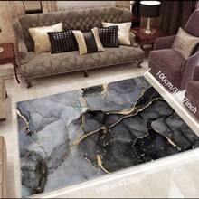 Local Rug, Luxurious Marble Pattern Rug With Backing, Machine Washable Rug, Dot-Plastic Backed, Room Rug, Bedroom, Home Office, Kids' Room, Playroom, Kitchen, Dining Room Mother's Day Home Bathroom Decor - Multicolor - View 5